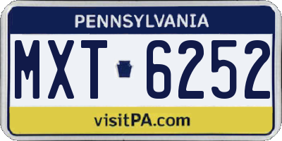 PA license plate MXT6252