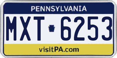 PA license plate MXT6253