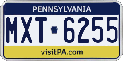 PA license plate MXT6255
