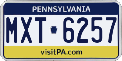 PA license plate MXT6257