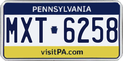 PA license plate MXT6258
