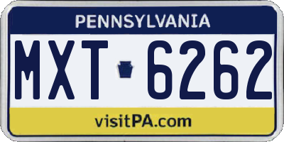PA license plate MXT6262