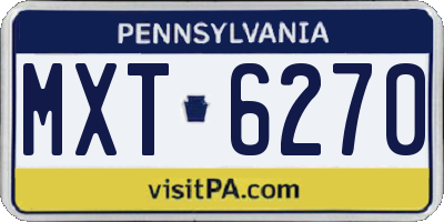 PA license plate MXT6270