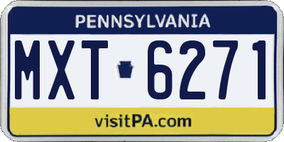 PA license plate MXT6271