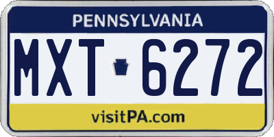 PA license plate MXT6272