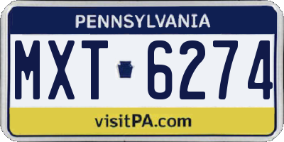 PA license plate MXT6274