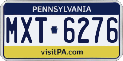 PA license plate MXT6276