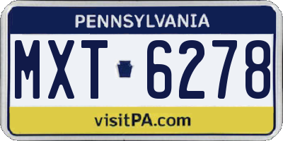 PA license plate MXT6278