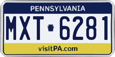PA license plate MXT6281
