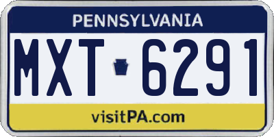 PA license plate MXT6291