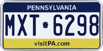 PA license plate MXT6298