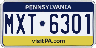 PA license plate MXT6301