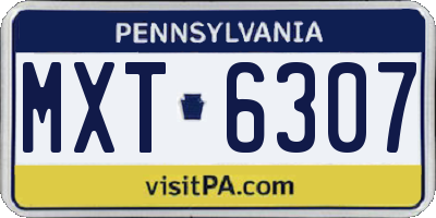 PA license plate MXT6307