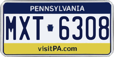 PA license plate MXT6308