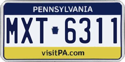 PA license plate MXT6311