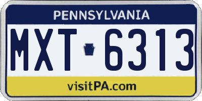 PA license plate MXT6313