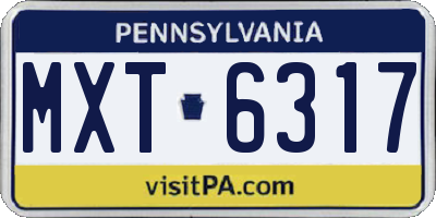 PA license plate MXT6317