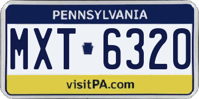 PA license plate MXT6320
