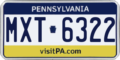PA license plate MXT6322