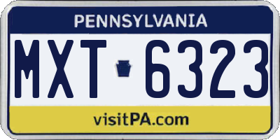 PA license plate MXT6323