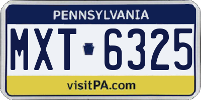 PA license plate MXT6325