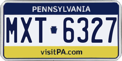 PA license plate MXT6327
