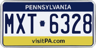 PA license plate MXT6328