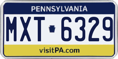 PA license plate MXT6329