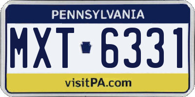 PA license plate MXT6331