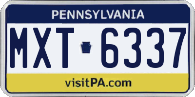 PA license plate MXT6337