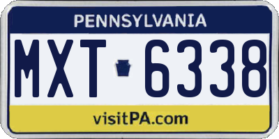 PA license plate MXT6338