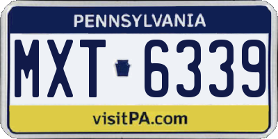 PA license plate MXT6339