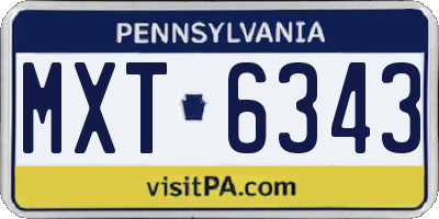 PA license plate MXT6343