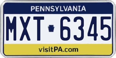 PA license plate MXT6345