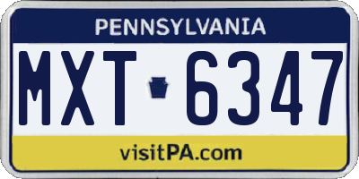 PA license plate MXT6347