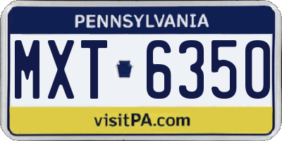 PA license plate MXT6350