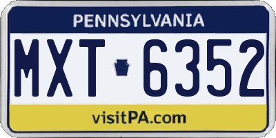 PA license plate MXT6352