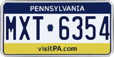 PA license plate MXT6354