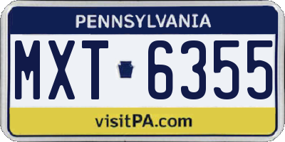 PA license plate MXT6355