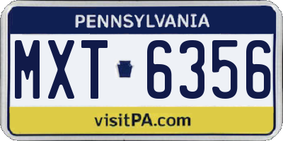 PA license plate MXT6356