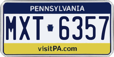 PA license plate MXT6357