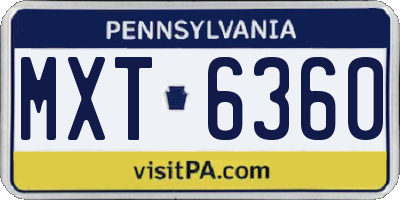 PA license plate MXT6360