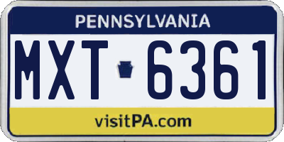 PA license plate MXT6361