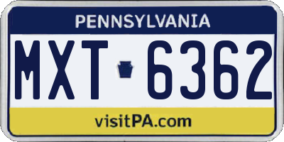 PA license plate MXT6362