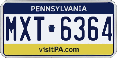 PA license plate MXT6364