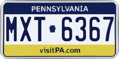 PA license plate MXT6367