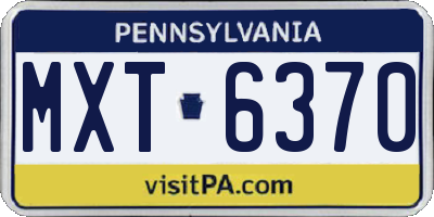 PA license plate MXT6370