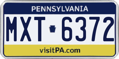 PA license plate MXT6372