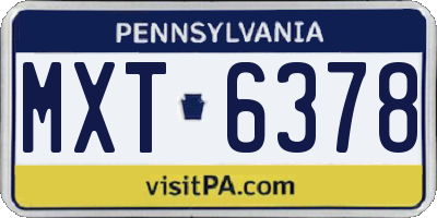 PA license plate MXT6378