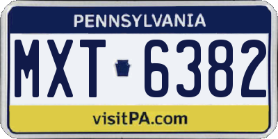 PA license plate MXT6382